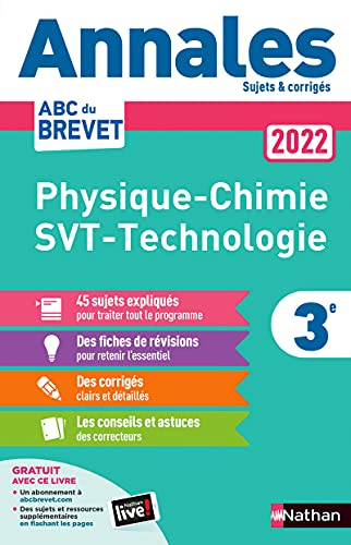 Annales 2022 : Physique-chimie, SVT, technologie 3e